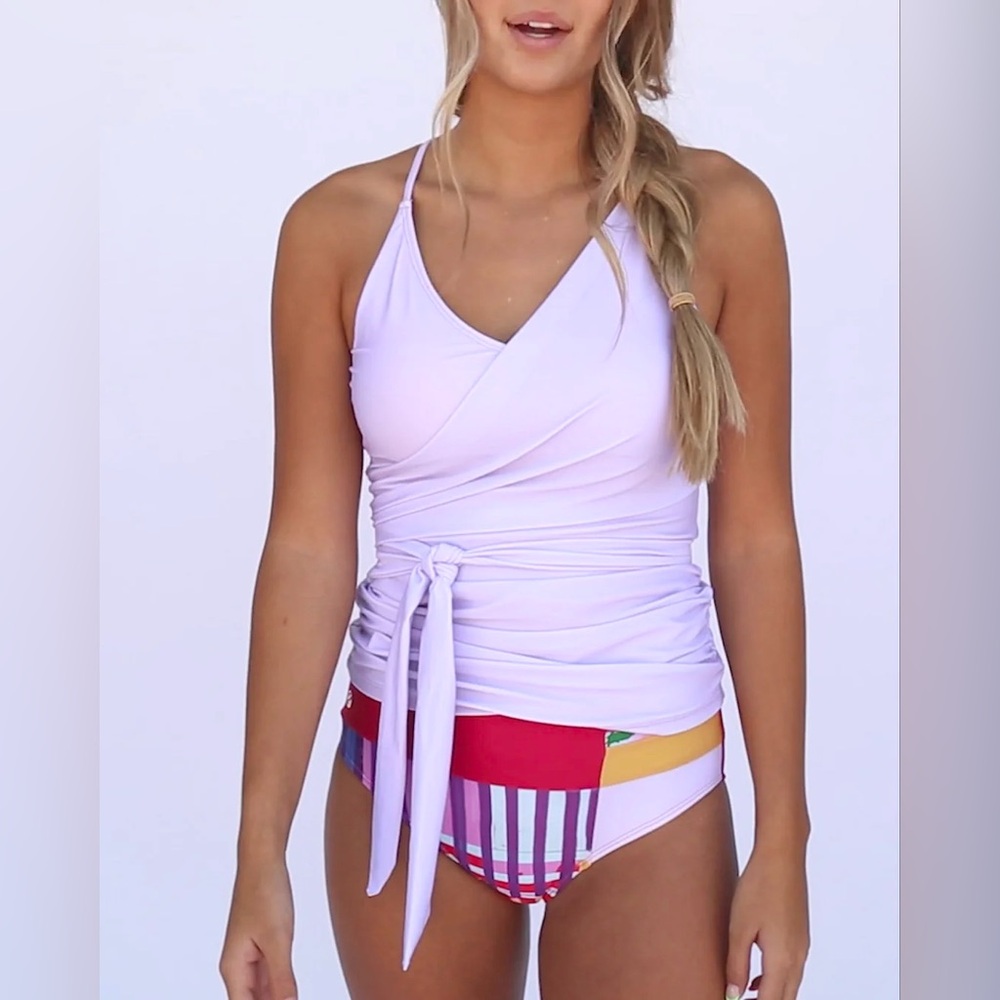 Nani Orchid Wrap Tie Tankini - S